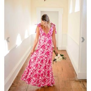 Pink floral maxi dress